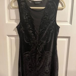 Deep V Bodycon Velvet Dress Knee Length